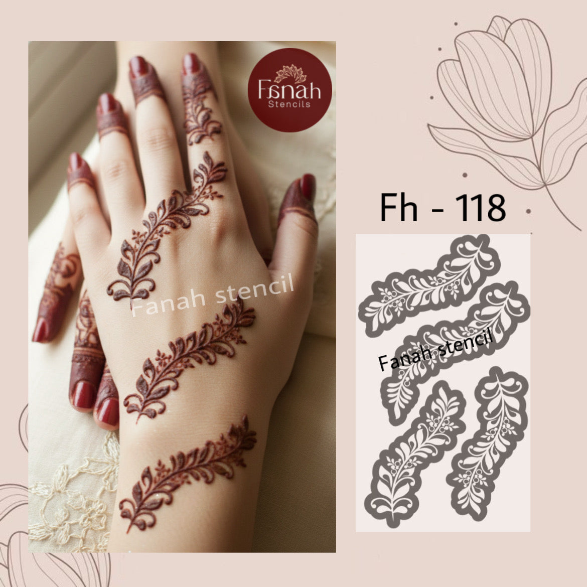 Fanah henna stencil Fh-118