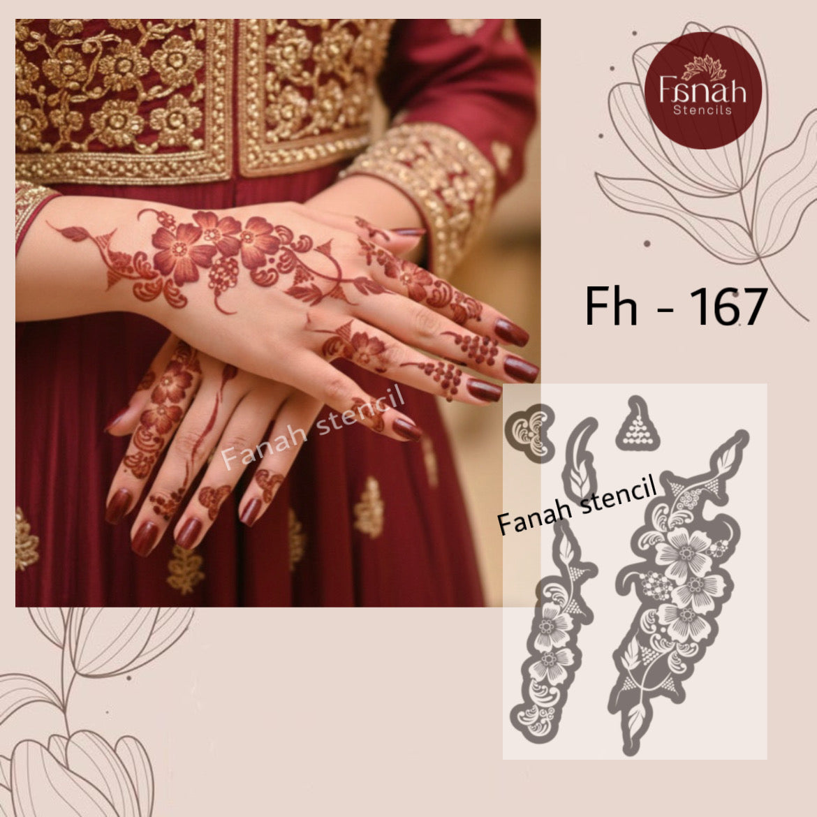 Fanah henna stencil Fh-167