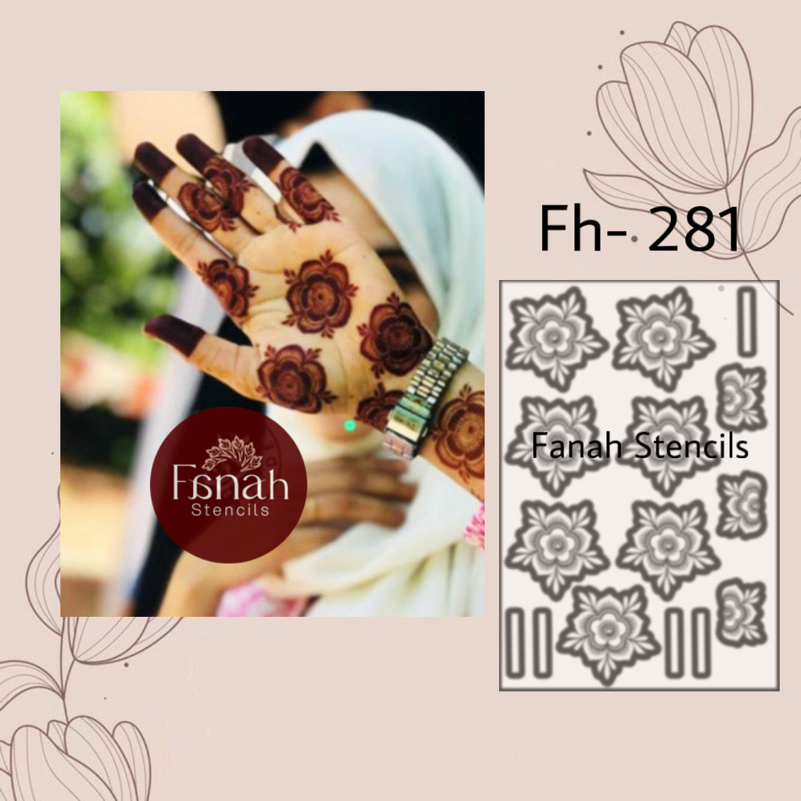Fanah henna stencil Fh-281