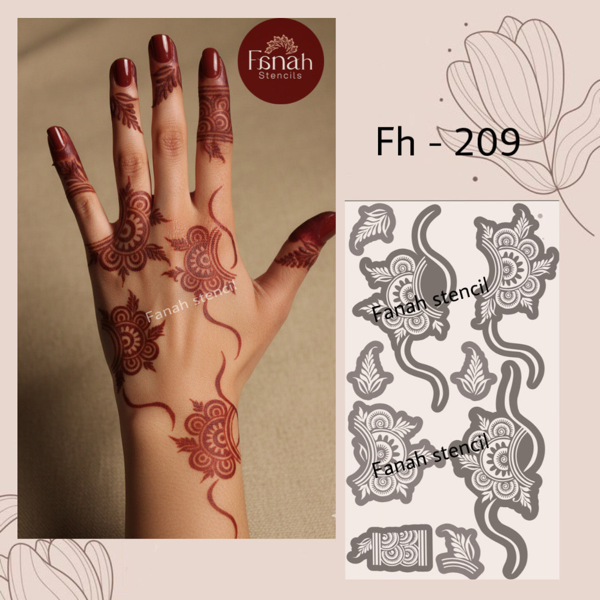 Fanah henna stencil Fh-209