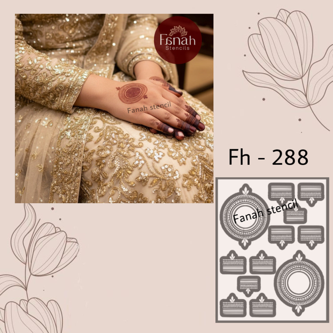 Fanah henna stencil FH-288