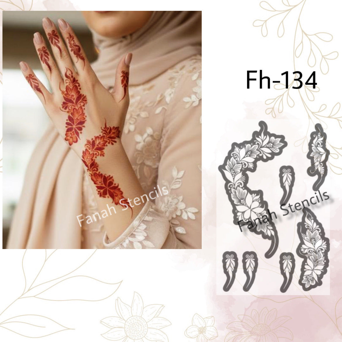Fanah henna stencil Fh-134