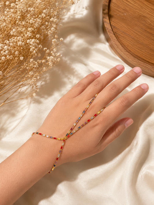 Aurora multi color baguette Hand chain