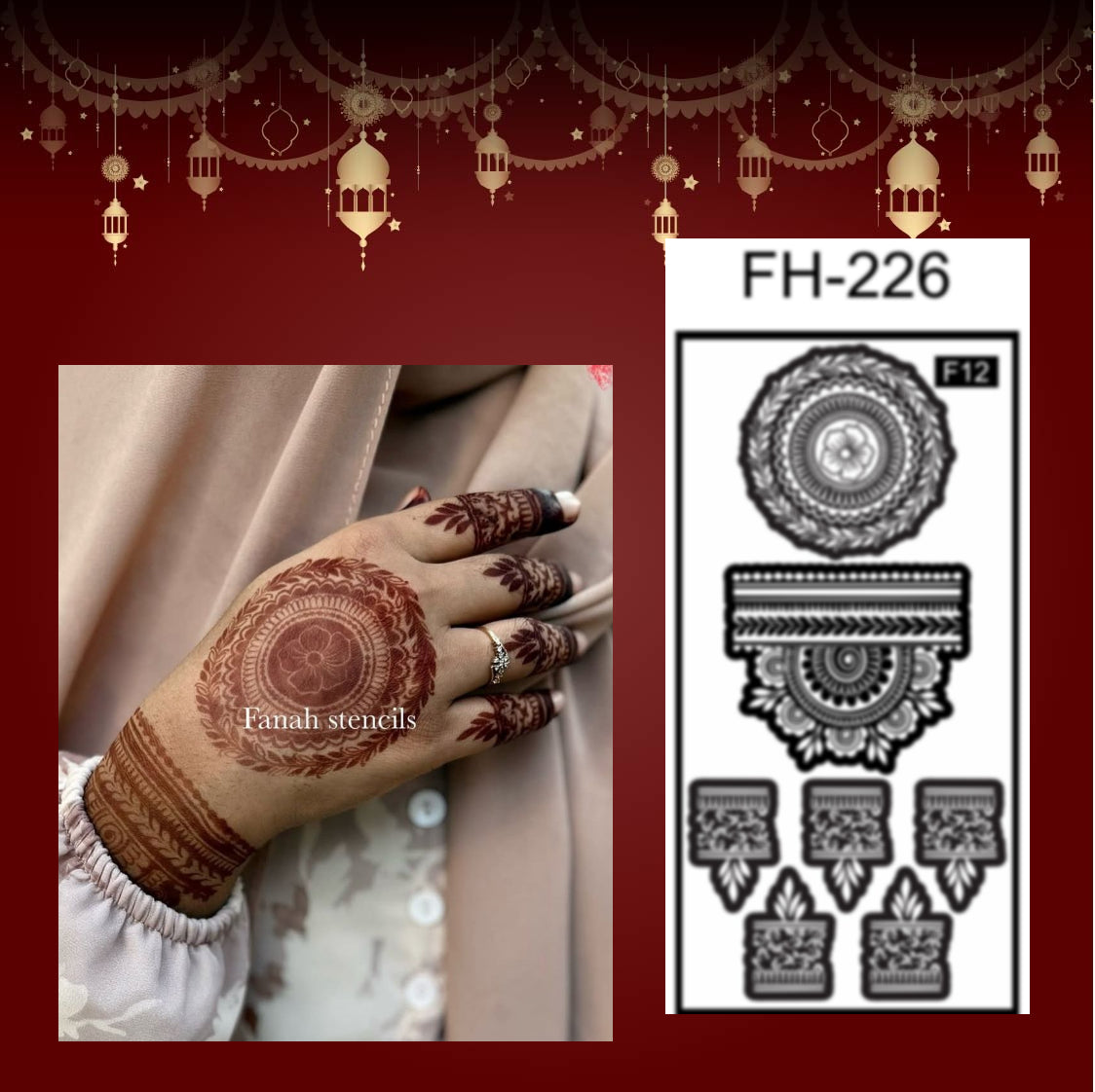 Fanah Henna Stencil FH-226 Fanahstencils