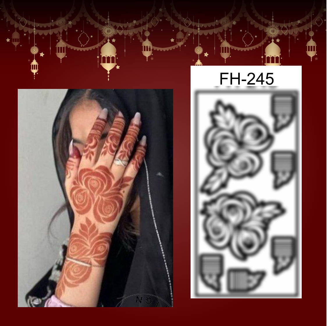 Fanah Henna Stencil FH-245N Fanahstencils
